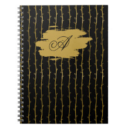 Luxurious Black & Gold Leaf Personalized Notebook Notizblock