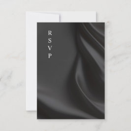 Luxurious black satin wedding meal choices RSVP Karte