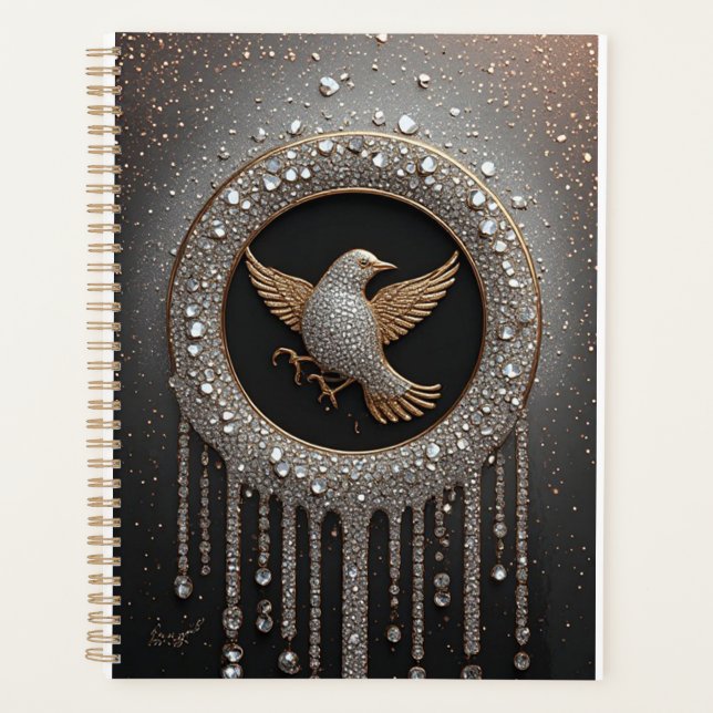 Luxurious Gold and Diamond Bird Emblem Planer (Vorderseite)