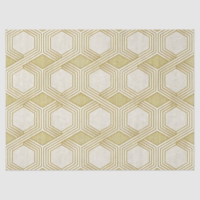 Luxurious Gold Hexagon Pattern - Marble Texture Seidenpapier (Vorderseite)