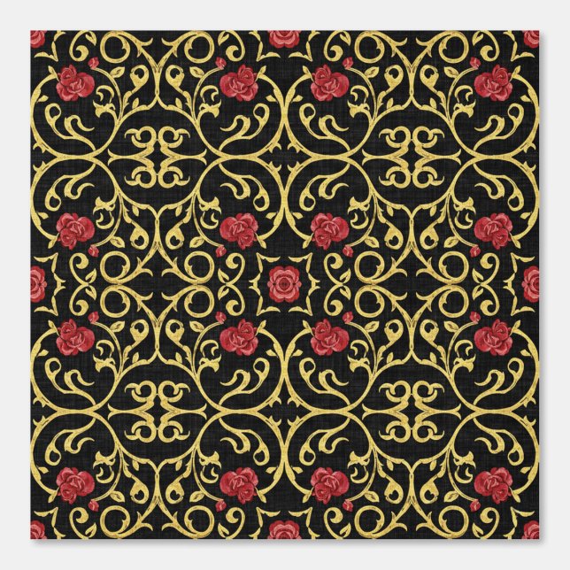Luxurious gold leafed red rosette design tapete (Vorderseite)