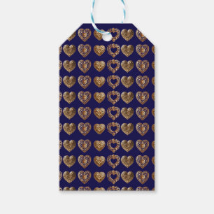 Luxurious Golden Baroque Hearts Pattern on Navy Bl Geschenkanhänger