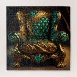 Luxurious Green And Gold Armchair