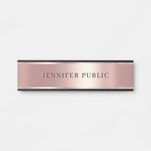 Luxurious Rose Gold Custom Elegant Modern Template Türschild (Vorderseite )