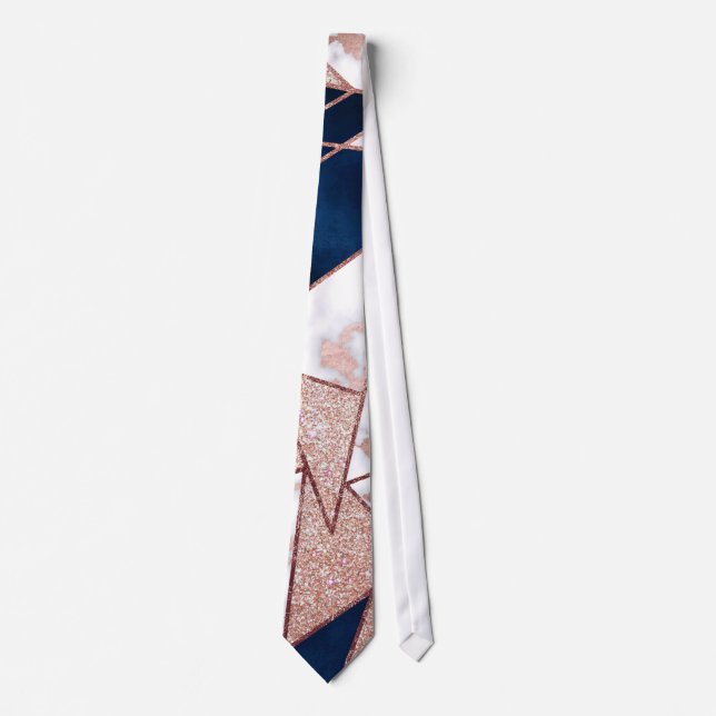 Luxurious Rose Gold Glitter Geometric Marble Krawatte (Vorderseite)