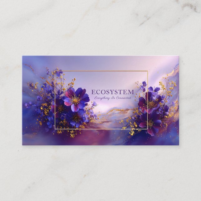 Luxurious Violet Gold Abstract Floral Geometric Visitenkarte (Vorderseite)