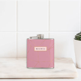 Luxuririsches geometrisches Gold Flachmann