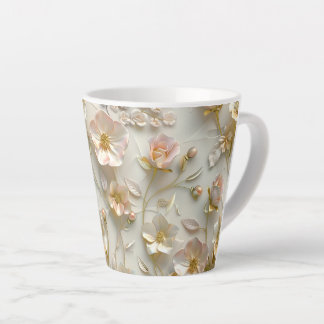 Luxury 3D Embossed Floral Gold Foil Elegant Milchtasse
