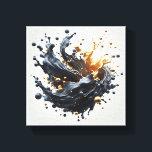 Luxury 3D Fluid Splash Art - Dynamic Gold and Matt Leinwanddruck<br><div class="desc">A high-energy abstract composition featuring a stunning 3D splash of liquid gold intertwined with matte slate blue waves. Tiny golden spheres and droplets burst forth, creating a sense of dynamic movement and modern elegance against a clean white background. This sophisticated piece is a perfect focal point for a contemporary living...</div>