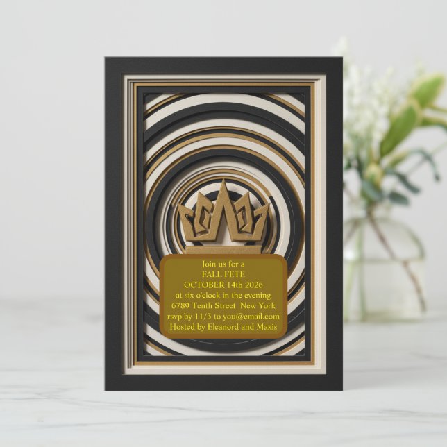 Luxury 3D Layered Gold VIP Event Invitation Einladung (Stehend Vorderseite)
