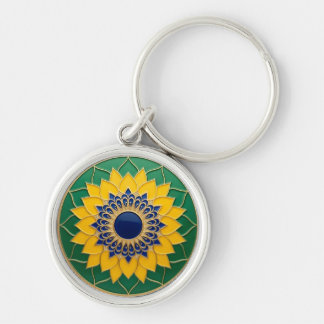 Luxury 3D Solar Mandala Keychain - Gold & Emerald Schlüsselanhänger