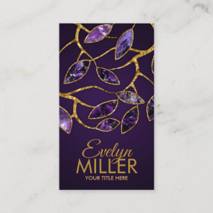 Luxury Abstrakt Amethyst Blätter Branch Visitenkarte
