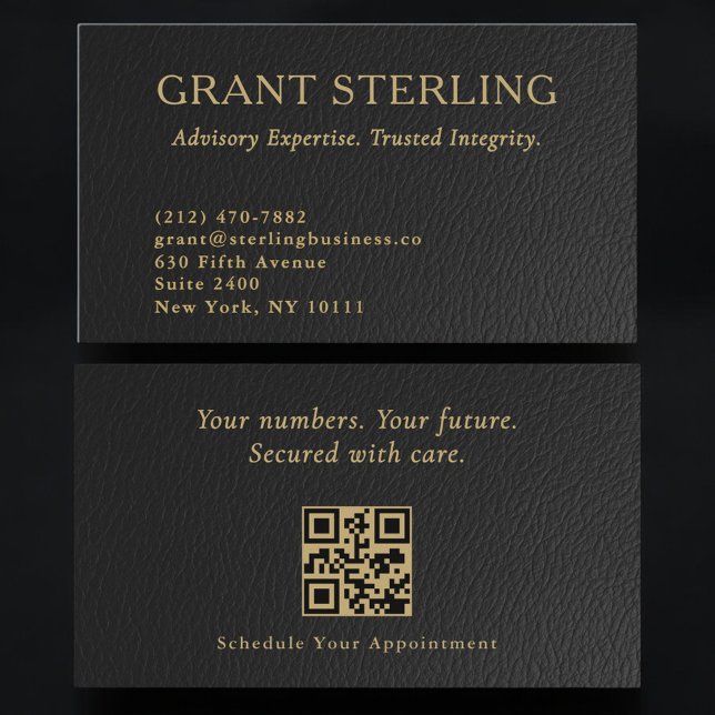 Luxury Accountant CPA Faux Leather QR Code Visitenkarte (Von Creator hochgeladen)