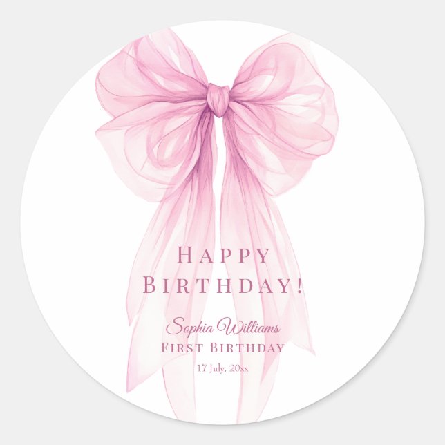 Luxury Acrylic Baby Shower Invitation Clear Pink Runder Aufkleber (Vorderseite)