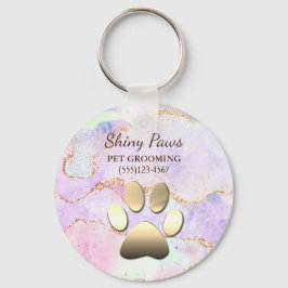 Luxury Agate Glitzer Dog Paw Pet Grooming Schlüsselanhänger