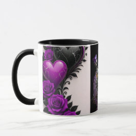 Luxury Amethyst Heart and Purple Roses Coffee Mug Tasse