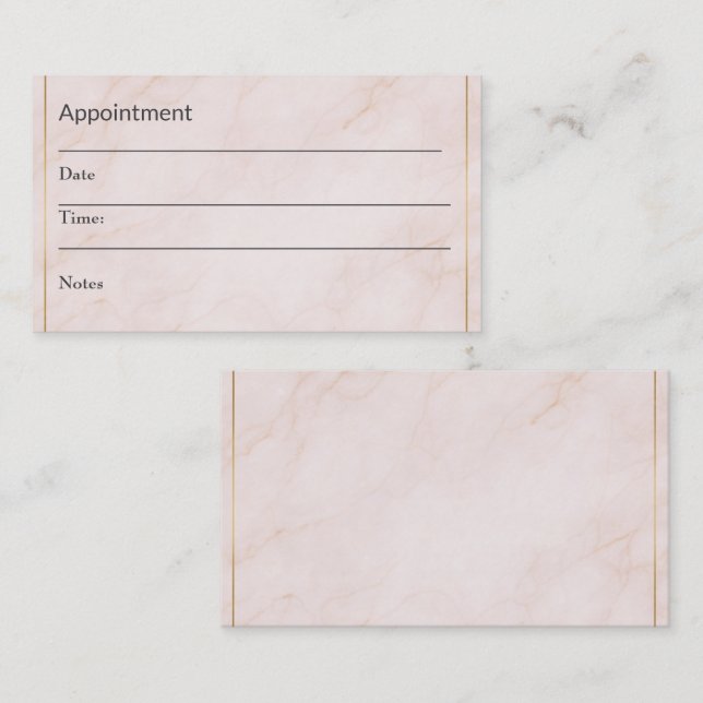 Luxury Appointment Reminder Card – Blush Marble Terminkarte (Vorne/Hinten)