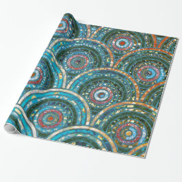 Luxury Aqua Aquamarin Metal Foil Glitzer Dots Circ Geschenkpapier