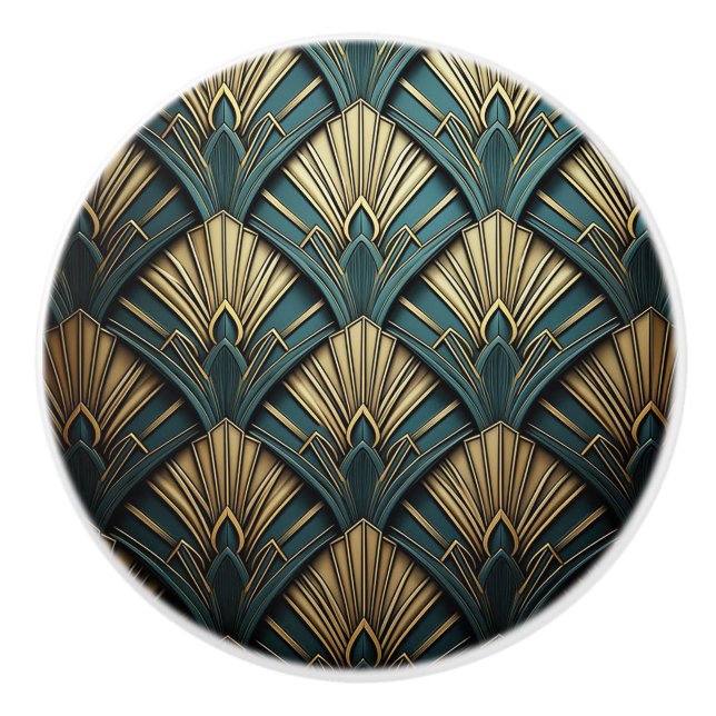 Luxury Art Deco Fan Design Keramikknauf (Vorderseite)