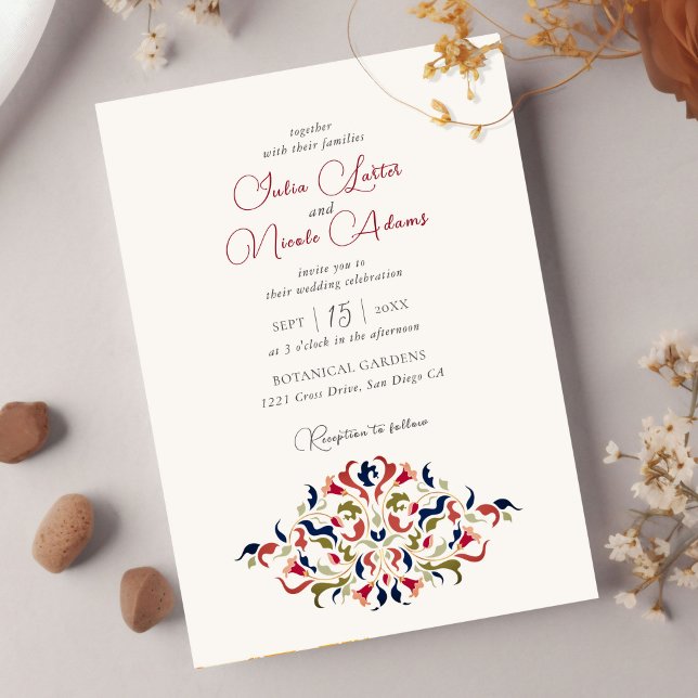 Luxury Artistic Floral Paisley Foto Wedding Einladung (Von Creator hochgeladen)