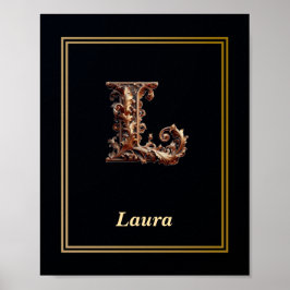 Luxury Baroque Letter L Monogram Poster 