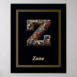 Luxury Baroque Letter Z Monogram Poster 