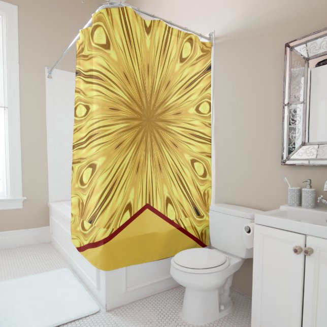 Luxury Bath Sanctuary: Gilded Zenith Opulent Swirl Duschvorhang (Beispiel)
