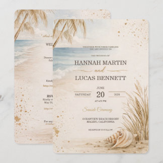 Luxury Beach Wedding Invitation Template Einladung
