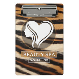 Luxury Beauty Spa Logo Elegant Tiger Print Salon Mini Klemmbrett