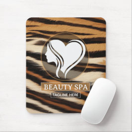 Luxury Beauty Spa Logo Elegant Tiger Print Salon Mousepad