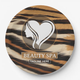 Luxury Beauty Spa Logo Elegant Tiger Print Salon Pappteller