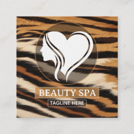 Luxury Beauty Spa Logo Elegant Tiger Print Salon Quadratische Visitenkarte
