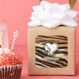 Luxury Beauty Spa Logo Elegant Tiger Print Salon Quadratischer Aufkleber