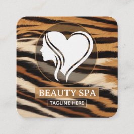 Luxury Beauty Spa Logo Elegant Tiger Print Salon Terminkarte