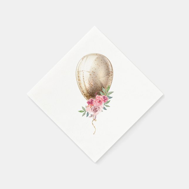 Luxury Beige Balloon Glitzer Party Napkins Serviette (Ecke)