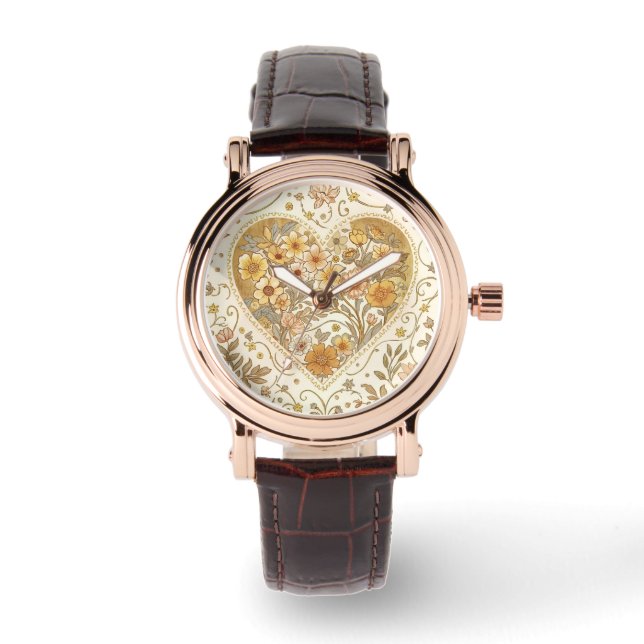 Luxury, , Beigi Gold ,Love Heart , Valentine's Day Armbanduhr (Vorderseite)