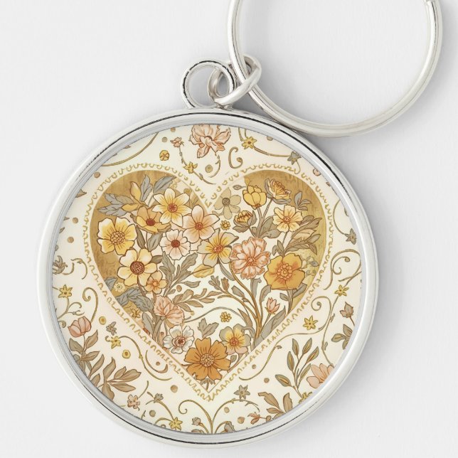Luxury, , Beigi Gold ,Love Heart , Valentine's Day Schlüsselanhänger (Vorne)