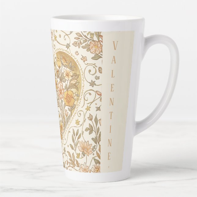 Luxury, , Beigi Gold Yellow ,Love Heart Flowers Milchtasse (Rechts)