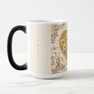 Luxury, , Beigi Gold Yellow ,Love Heart Flowers  Verwandlungstasse