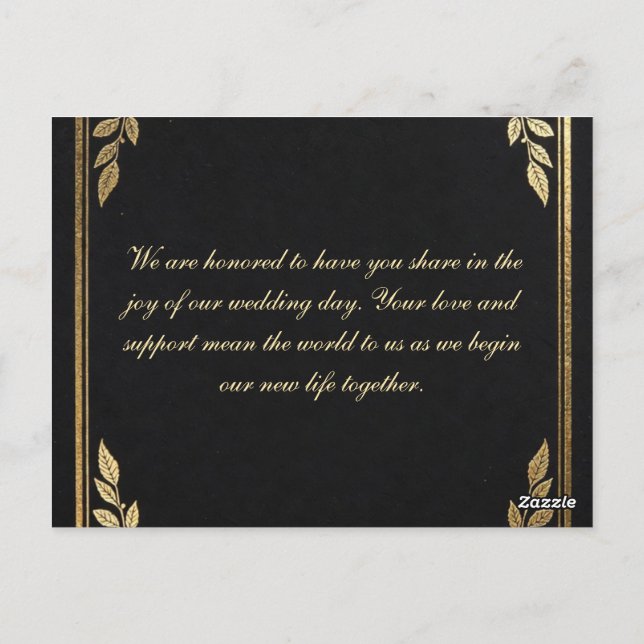 Luxury Black and Gold Wedding Invitation - Elegant (Dos)