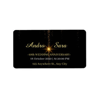 Luxury Black and Gold Wedding Return Address Label Adressaufkleber