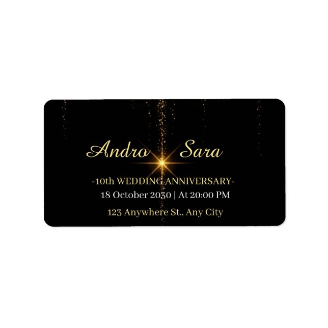 Luxury Black and Gold Wedding Return Address Label Adressaufkleber (Vorne)