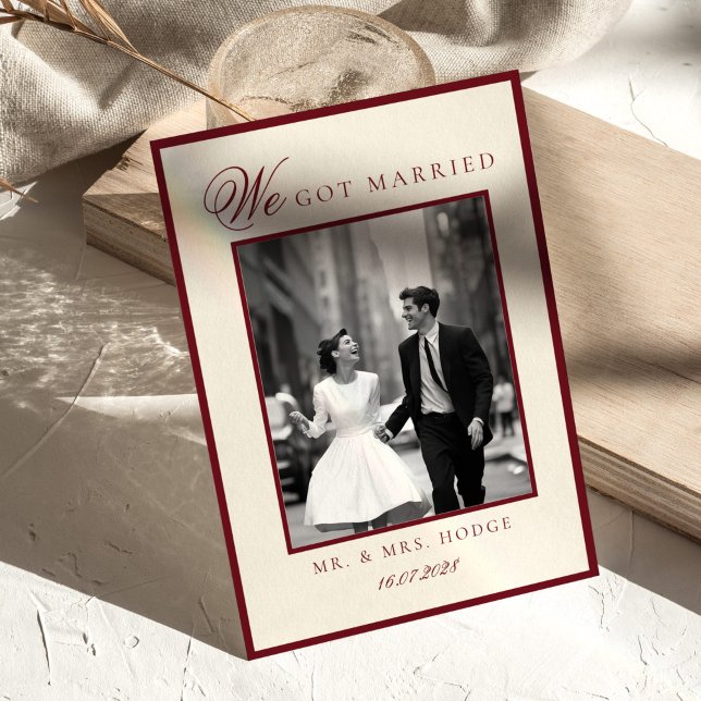 Luxury Black and white photo Wedding Announcement Einladung (Von Creator hochgeladen)