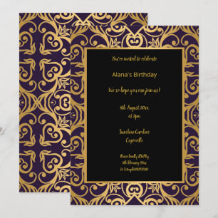 LUXURY BLACK GOLD ABSTRAKTER GEBURTSTAG EINLADUNG