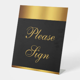 Luxury Black Gold Calligraphy Wedding Bitte unterz Sockelschild
