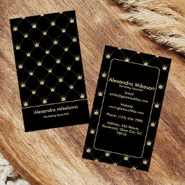 Luxury Black Gold Crown Pattern Elegant Visitenkarte