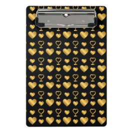 Luxury  Black Gold Foil Hearts  Mini Klemmbrett