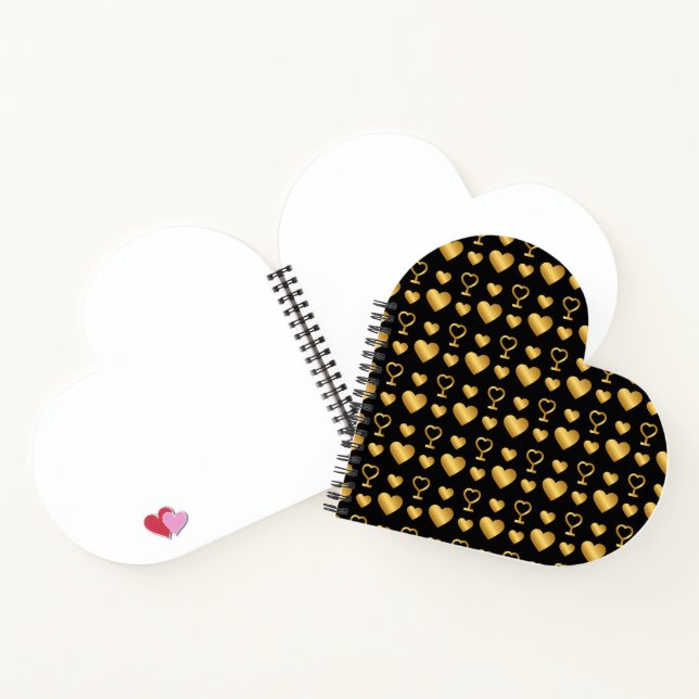 Luxury  Black Gold Foil Hearts  Notizbuch (Innenseite)