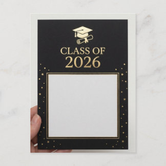 Luxury Black & Gold Graduation Announcement Photo  Postkarte