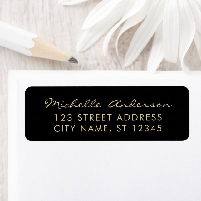 luxury Black Gold Minimal Script  Return Address   (Insitu)